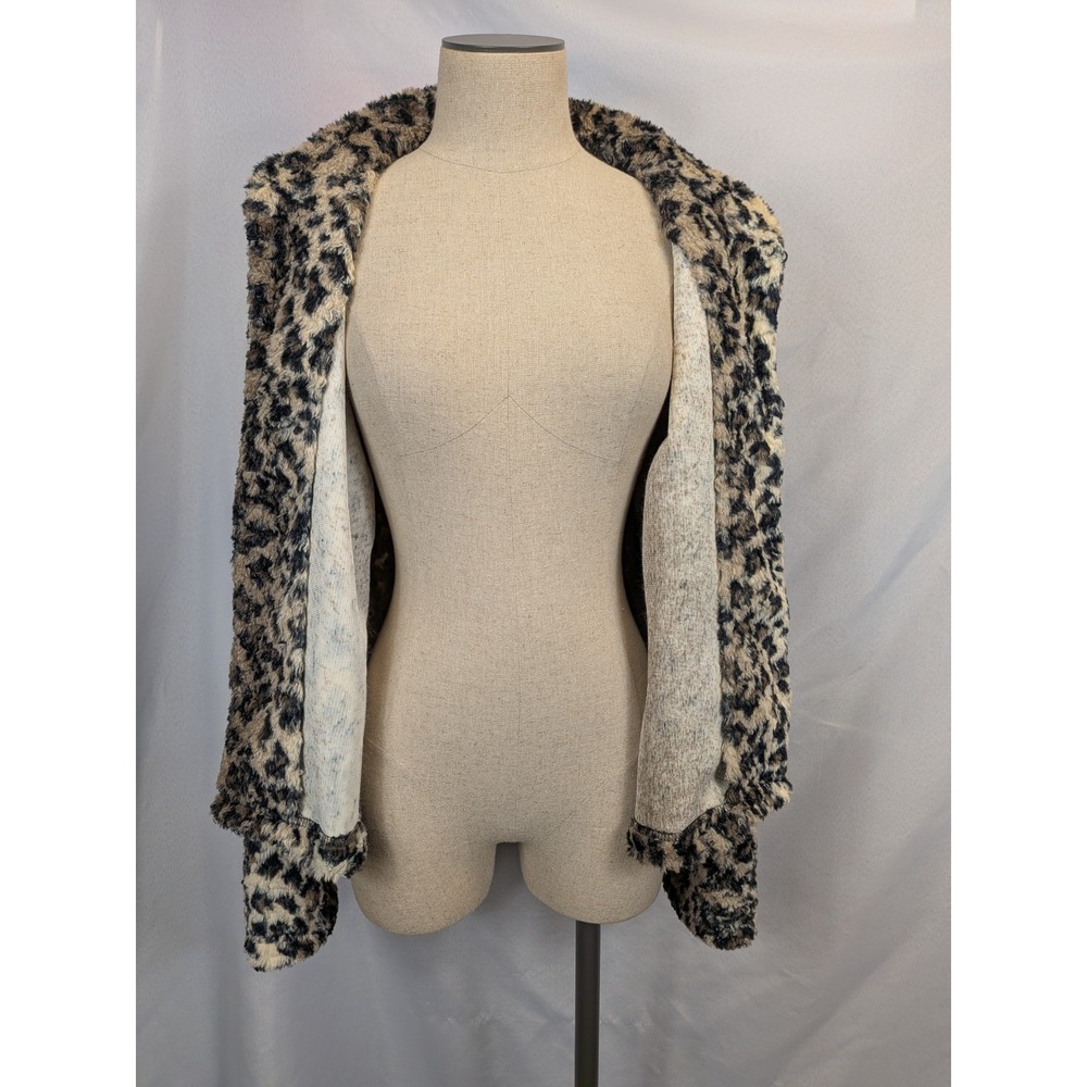 Dylan by True Grit Jacket Large Faux Fur Leopard Print Coat Soft Fuzzy L - Picture 2 of 11